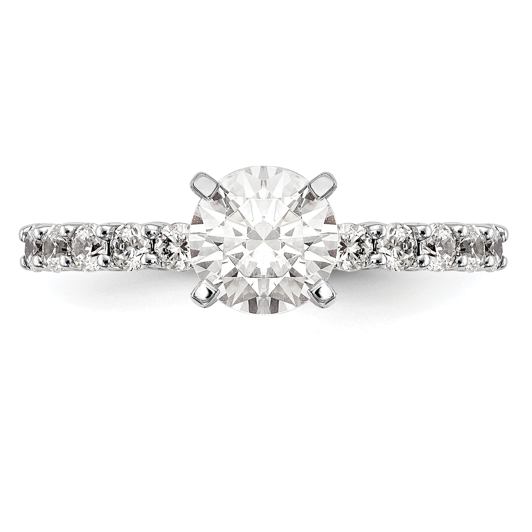 0.42ct. CZ Solid Real 14K White Gold Peg Set Engagement Ring