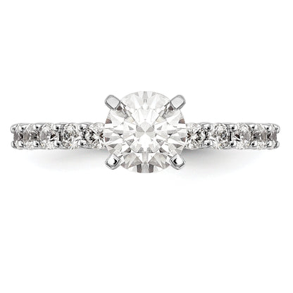 0.42ct. CZ Solid Real 14K White Gold Peg Set Engagement Ring