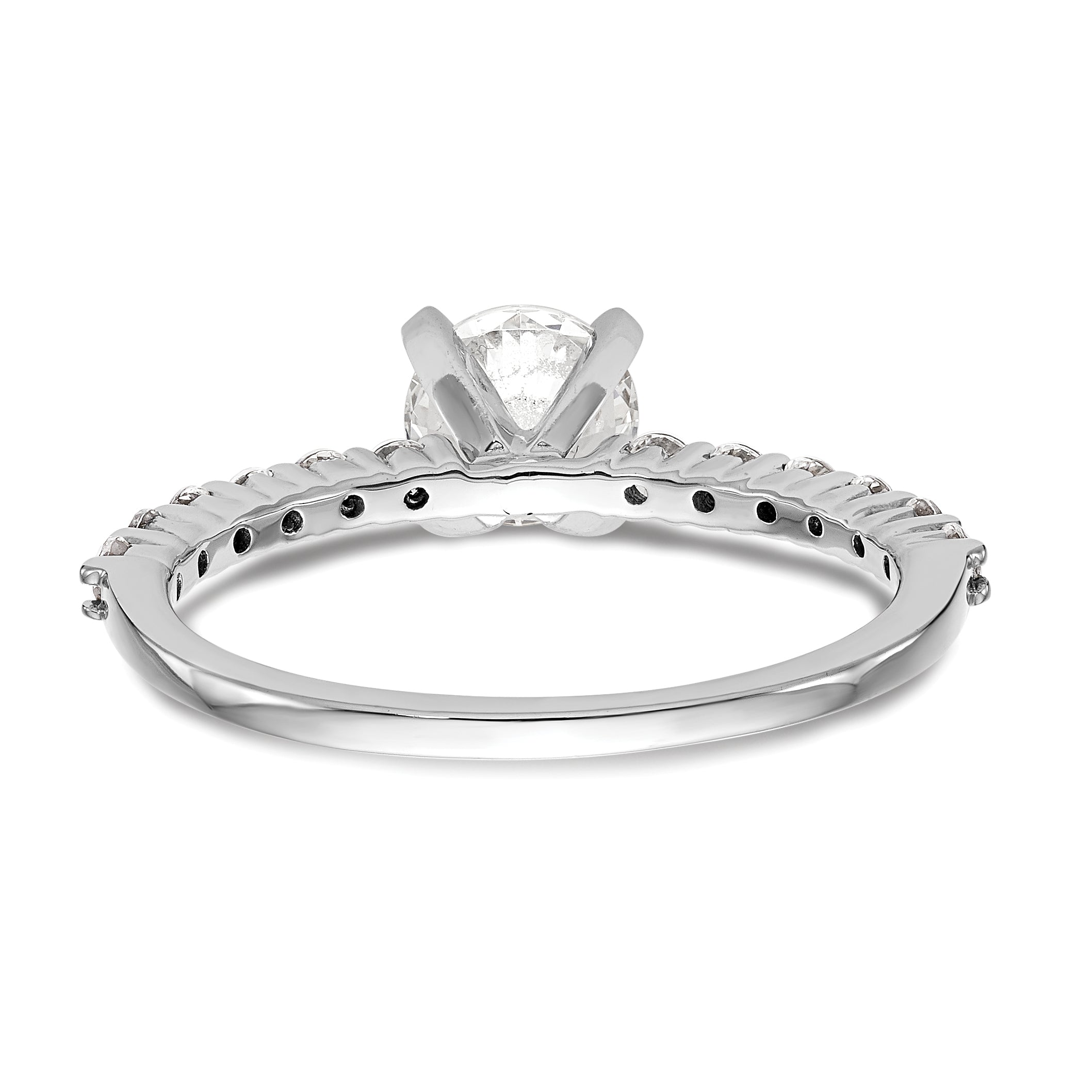 0.42ct. CZ Solid Real 14K White Gold Peg Set Engagement Ring