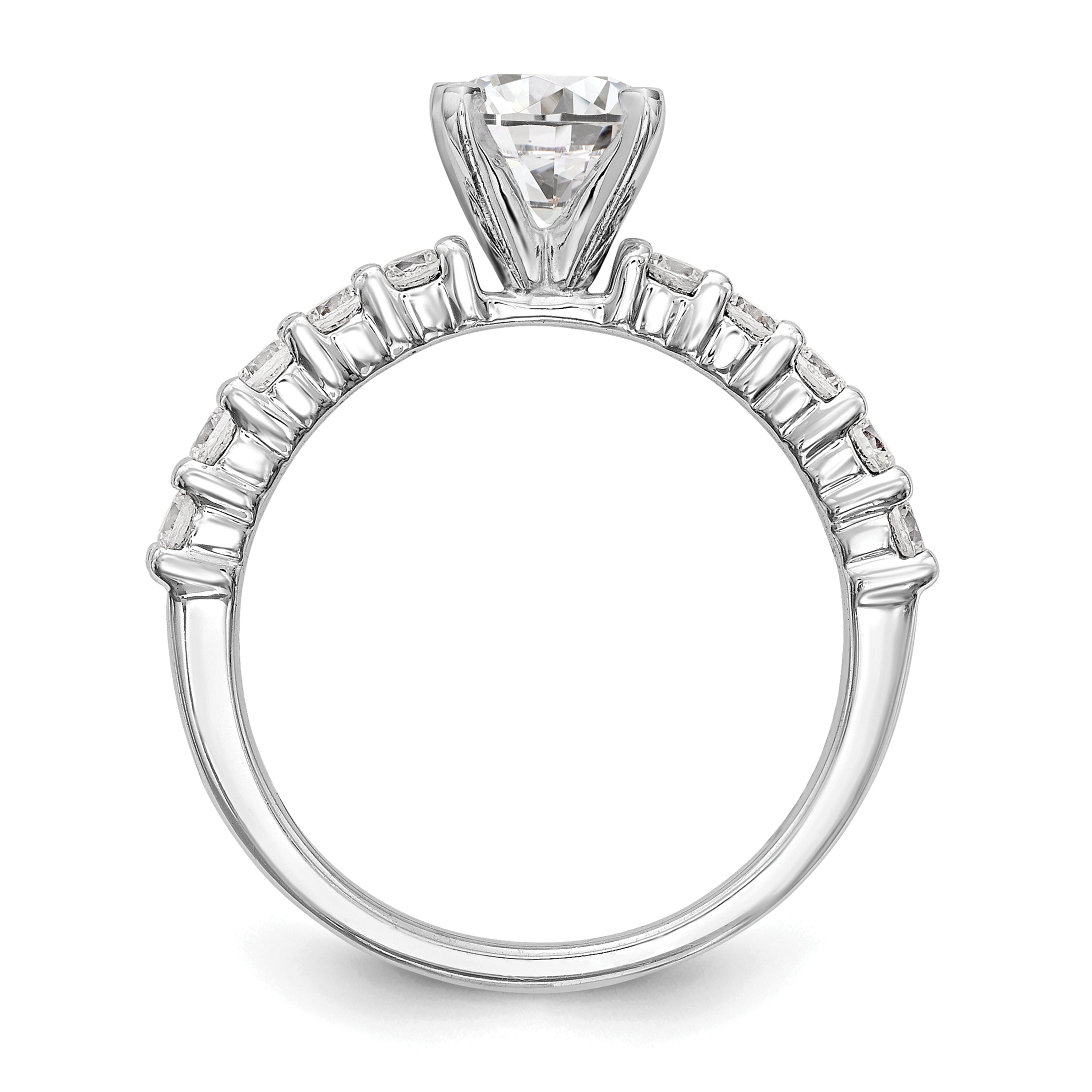 0.50ct. CZ Solid Real 14K White Gold Peg Set Engagement Ring