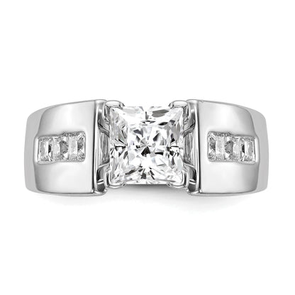 0.38ct. CZ Solid Real 14K White Gold Peg Set Engagement Ring