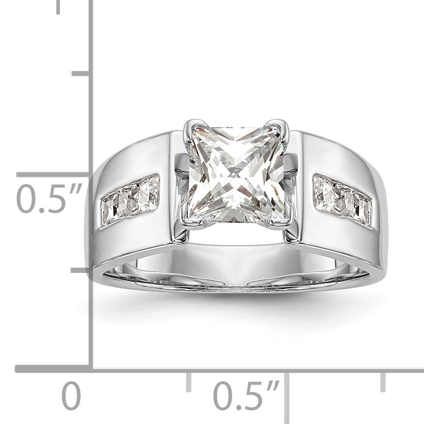 0.38ct. CZ Solid Real 14K White Gold Peg Set Engagement Ring