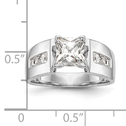 0.38ct. CZ Solid Real 14K White Gold Peg Set Engagement Ring