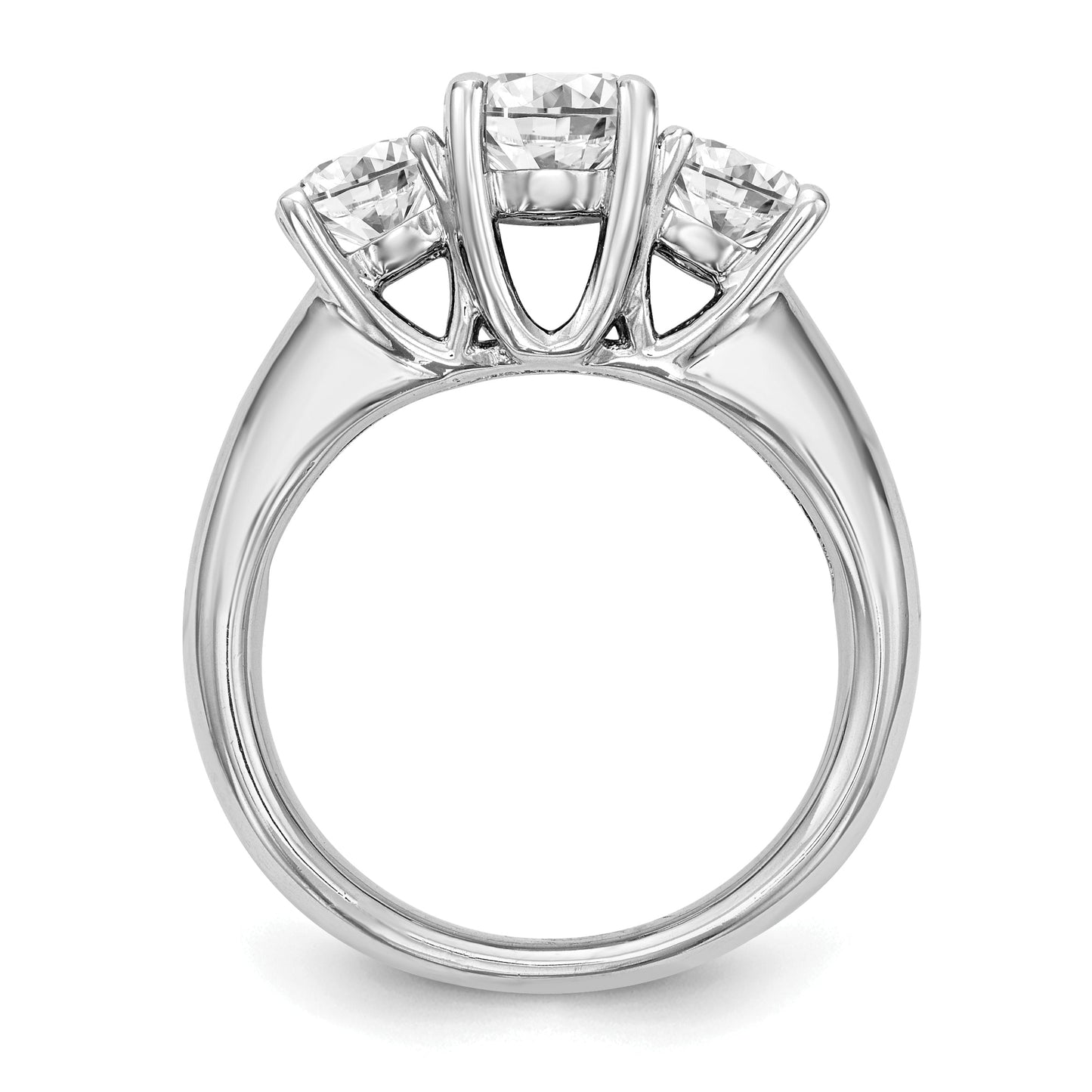 1.25ct. CZ Solid Real 14K White Gold 3-Stone Engagement Ring