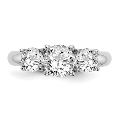 0.75ct. CZ Solid Real 14K White Gold 3-Stone Engagement Ring