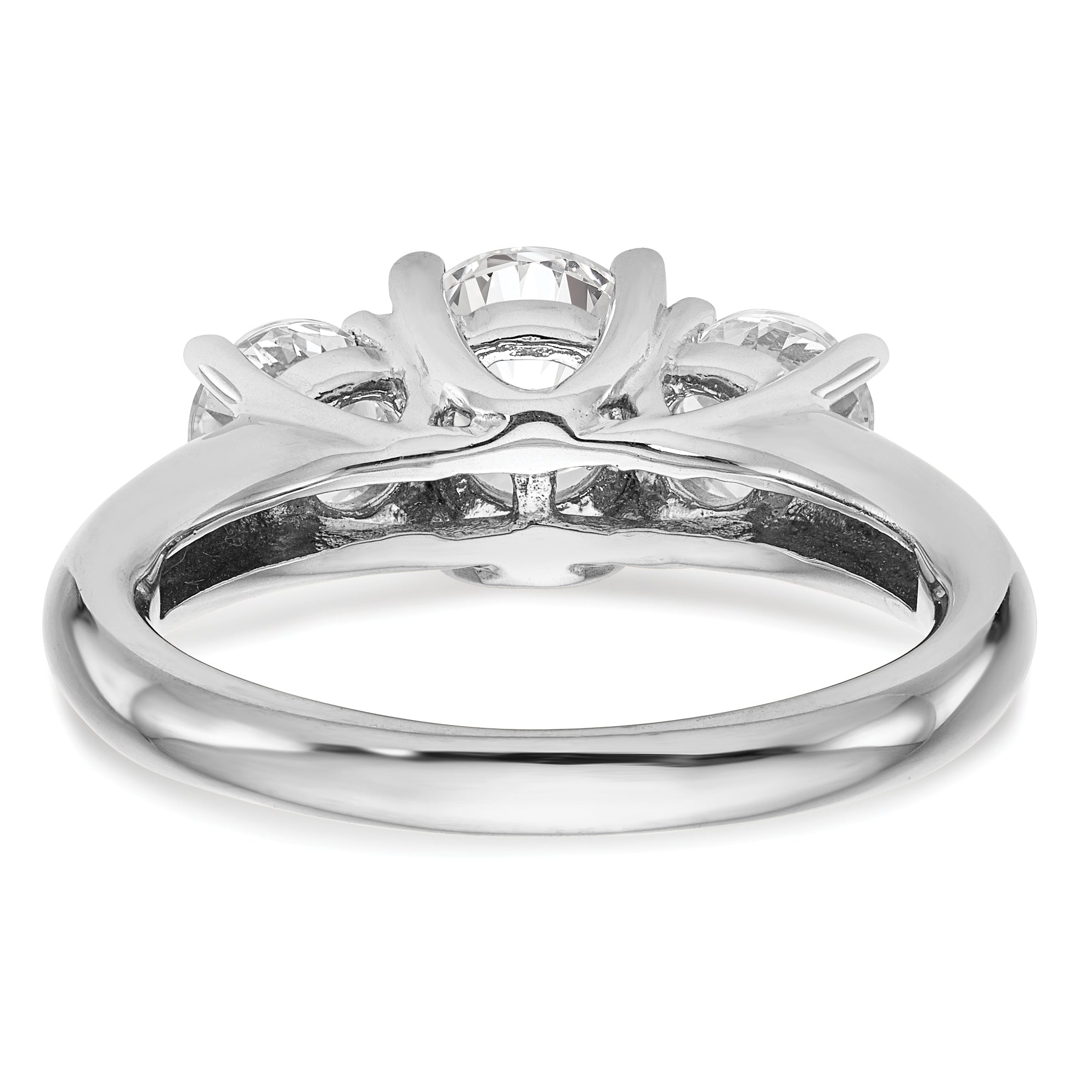 0.17ct. CZ Solid Real 14K White Gold 3-Stone Engagement Ring