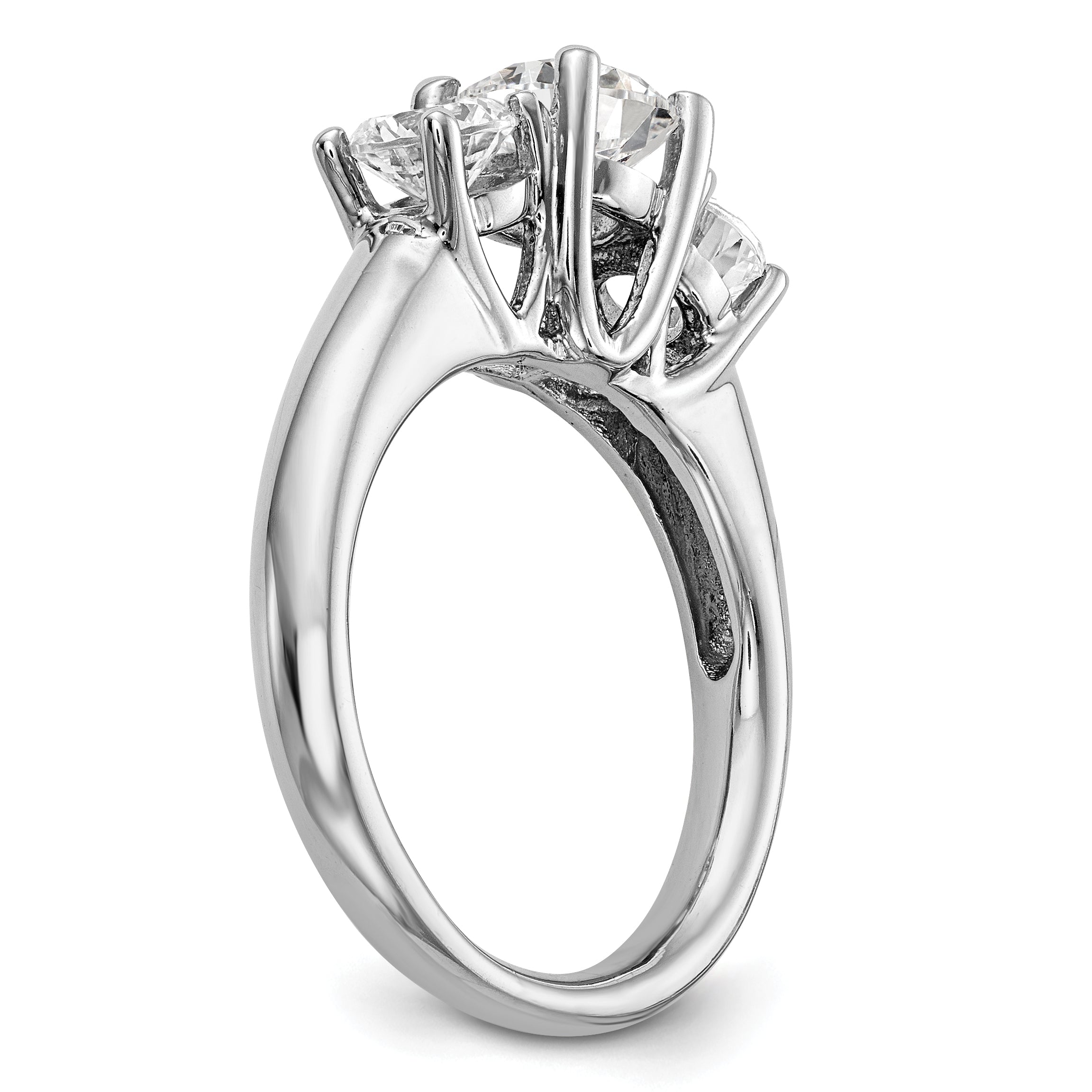 0.75ct. CZ Solid Real 14K White Gold 3-Stone Engagement Ring