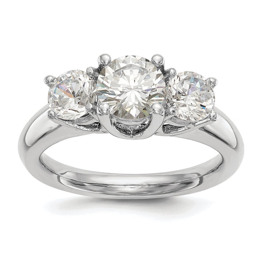 1.25ct. CZ Solid Real 14K White Gold 3-Stone Engagement Ring