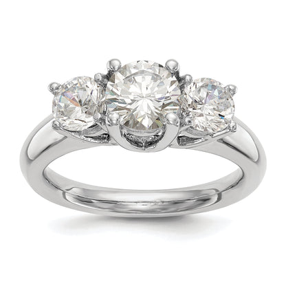 1.00ct. CZ Solid Real 14K White Gold 3-Stone Engagement Ring