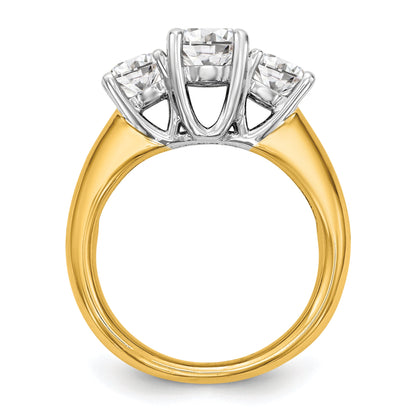 0.17ct. CZ Solid Real 14K Two-tone 3-Stone Engagement Ring