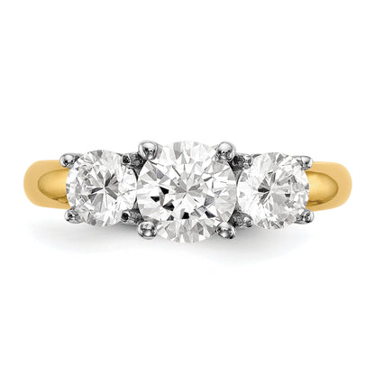 0.13ct. CZ Solid Real 14K Two-tone 3-Stone Engagement Ring