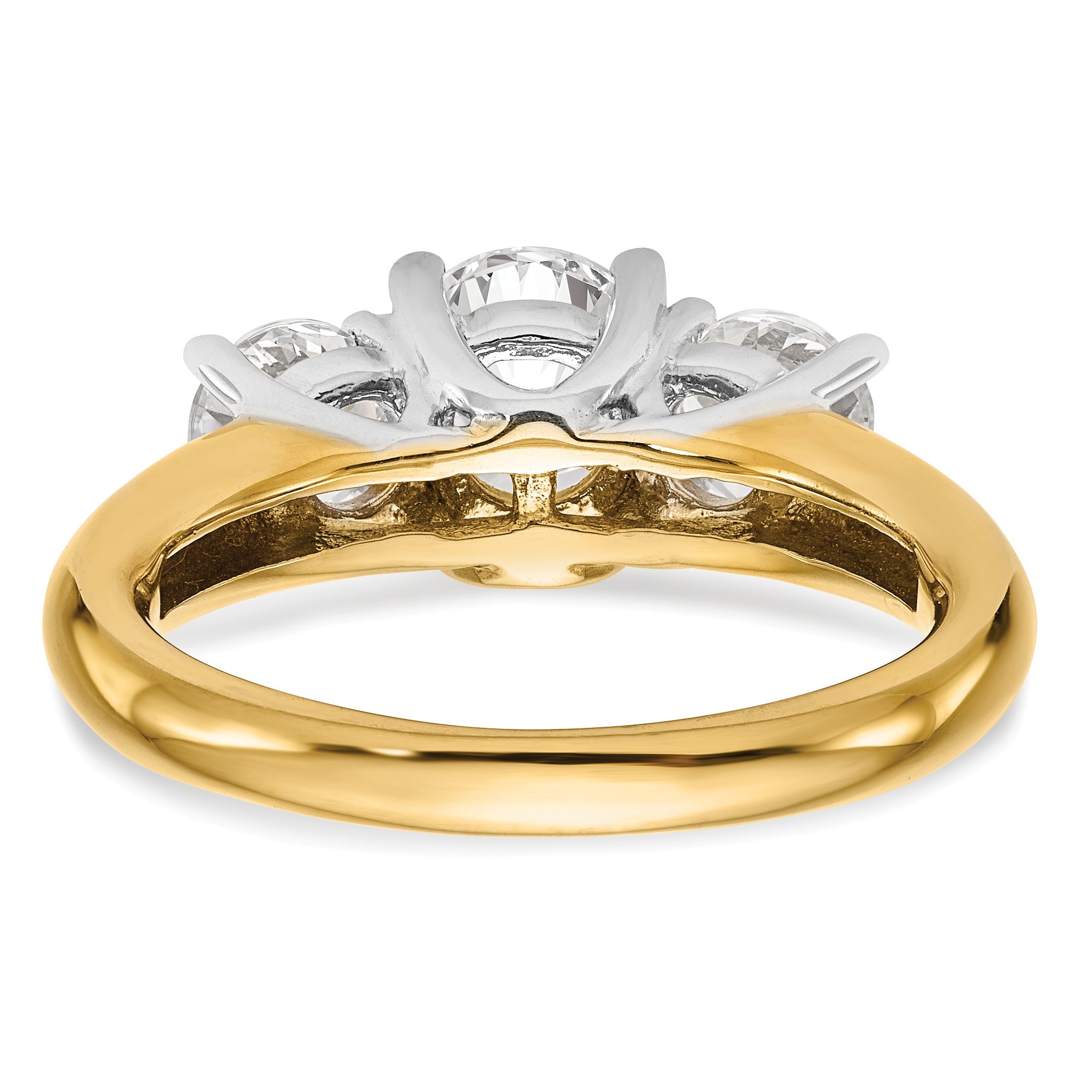 0.13ct. CZ Solid Real 14K Two-tone 3-Stone Engagement Ring