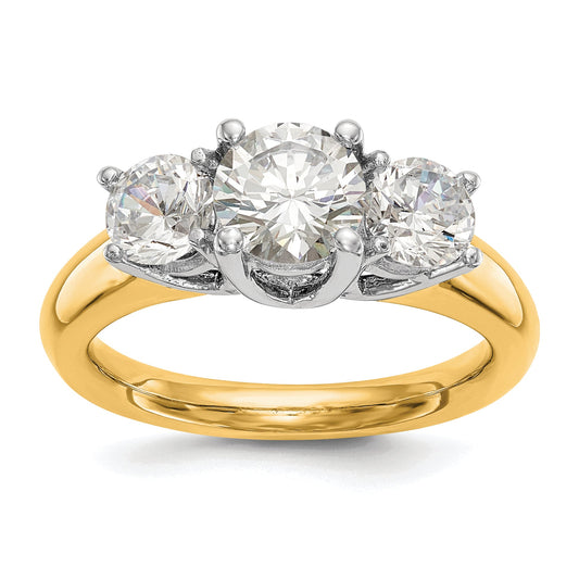 1.25ct. CZ Solid Real 14K Two-tone 3-Stone Engagement Ring
