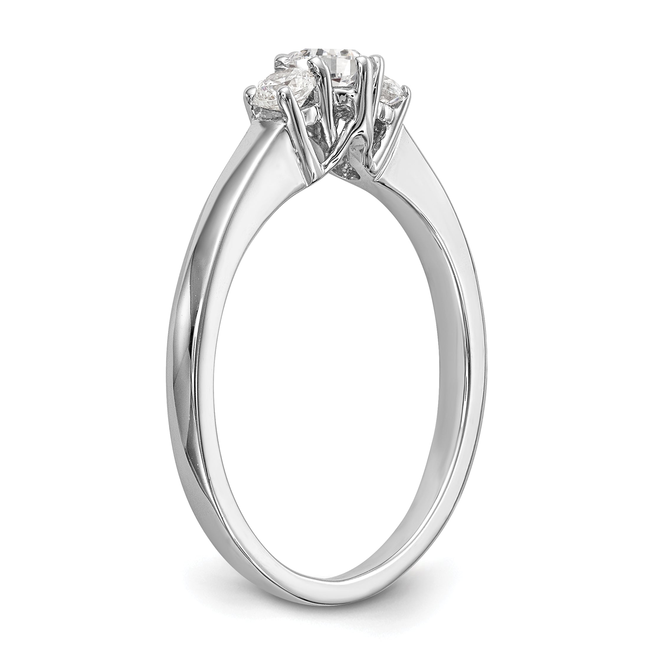 0.20ct. CZ Solid Real 14K White Gold 3-Stone Engagement Ring