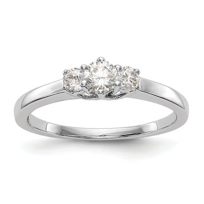 0.15ct. CZ Solid Real 14K White Gold 3-Stone Engagement Ring