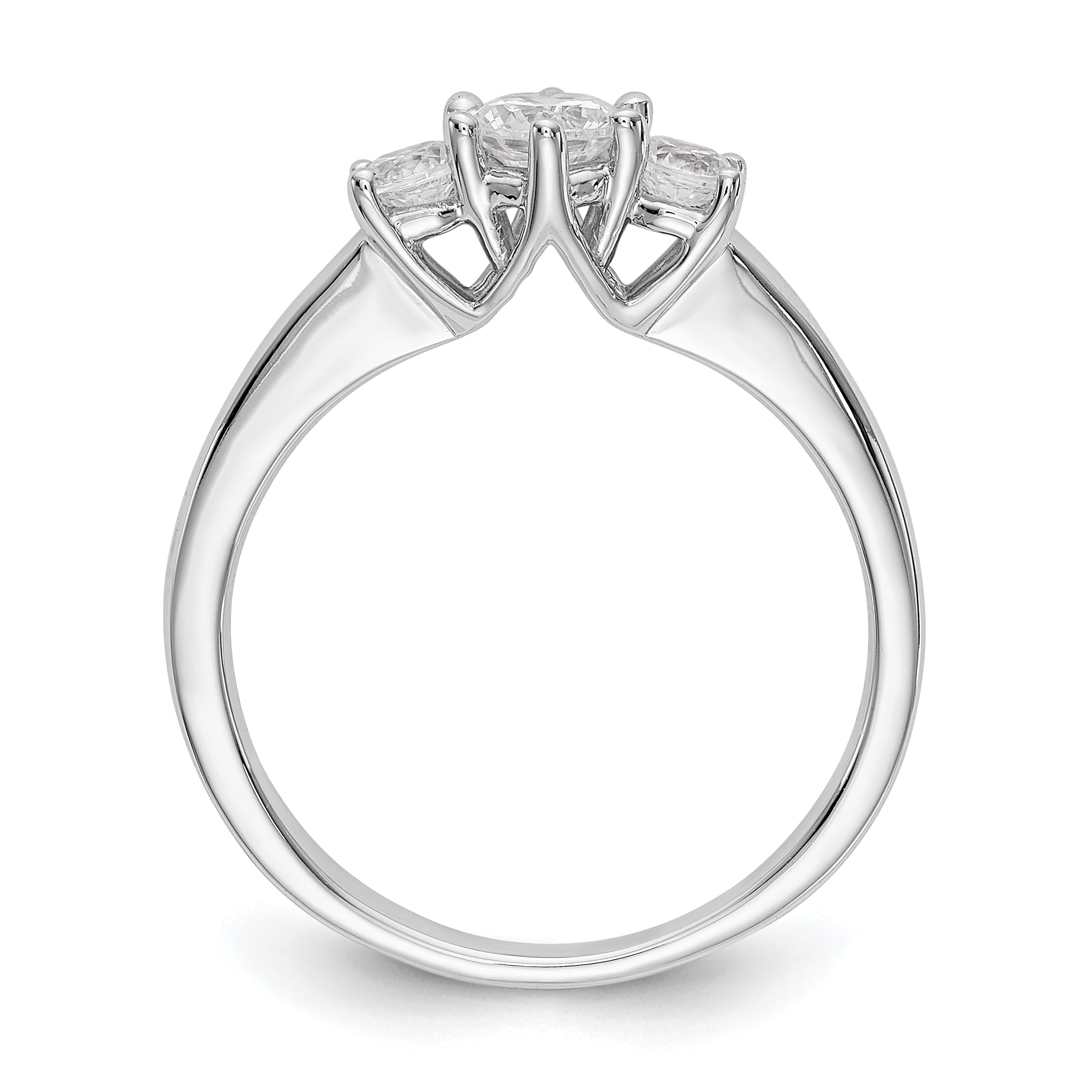 0.20ct. CZ Solid Real 14K White Gold 3-Stone Engagement Ring