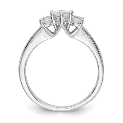 0.20ct. CZ Solid Real 14K White Gold 3-Stone Engagement Ring