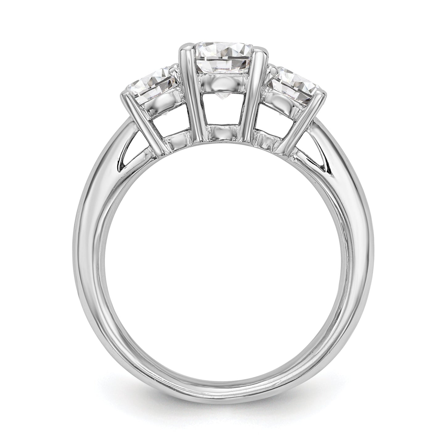 1.25ct. CZ Solid Real 14K White Gold 3-Stone Engagement Ring