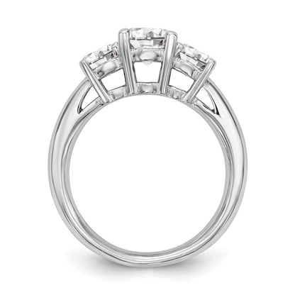 0.13ct. CZ Solid Real 14K White Gold 3-Stone Engagement Ring