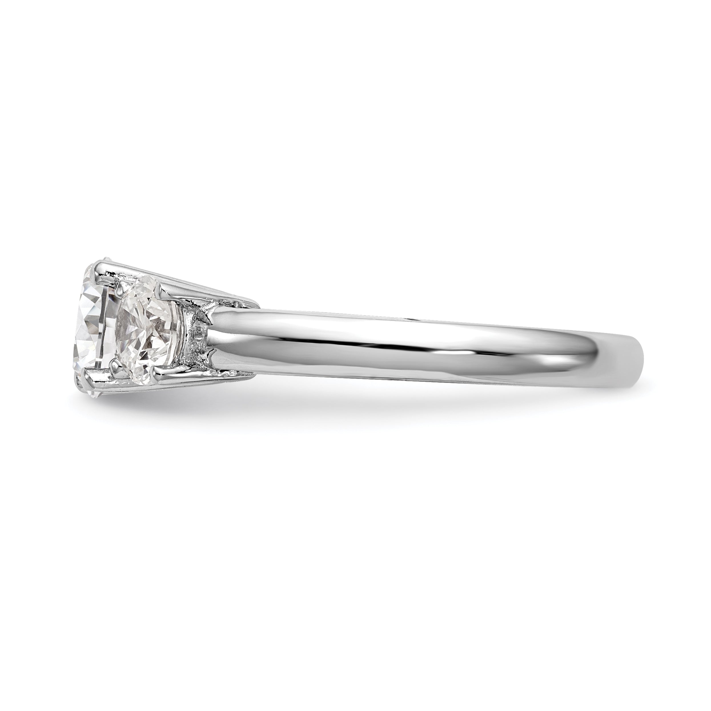 1.00ct. CZ Solid Real 14K White Gold 3-Stone Engagement Ring