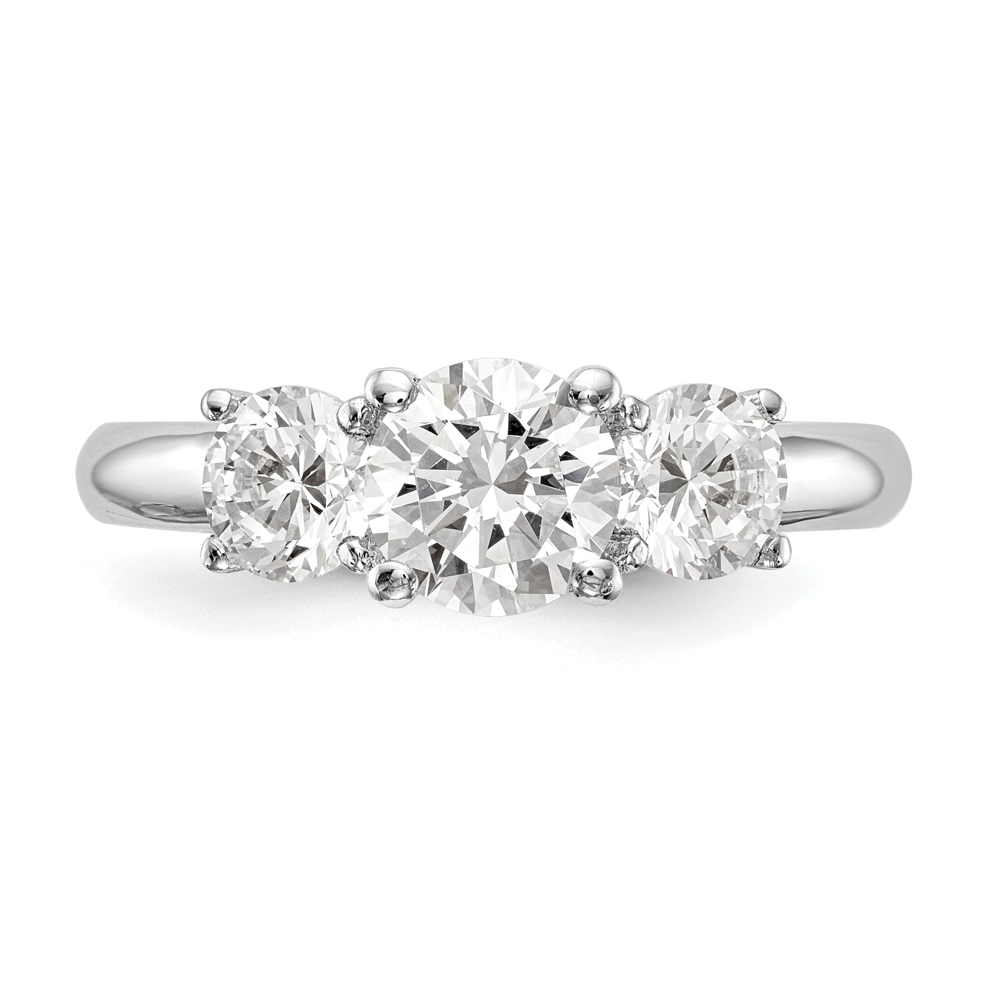 0.75ct. CZ Solid Real 14K White Gold 3-Stone Engagement Ring