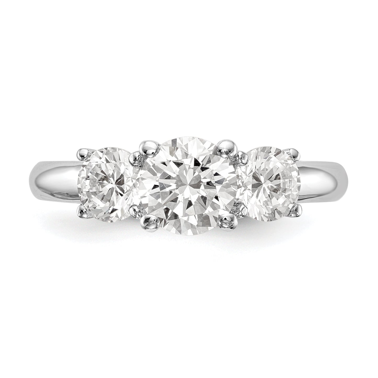 1.25ct. CZ Solid Real 14K White Gold 3-Stone Engagement Ring