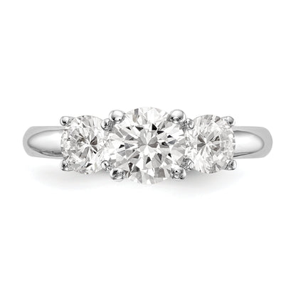 1.00ct. CZ Solid Real 14K White Gold 3-Stone Engagement Ring