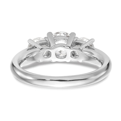 1.50ct. CZ Solid Real 14K White Gold 3-Stone Engagement Ring