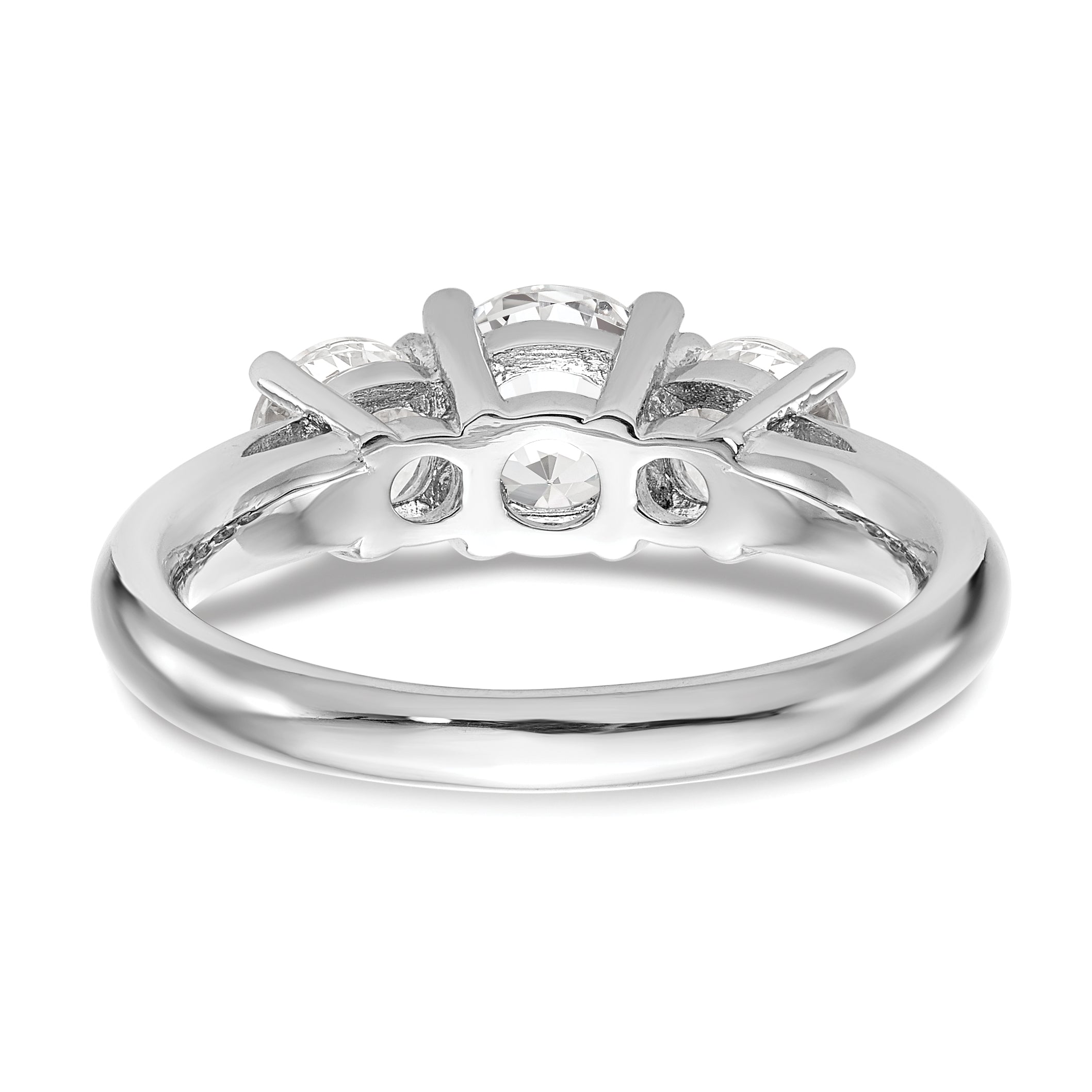 1.00ct. CZ Solid Real 14K White Gold 3-Stone Engagement Ring
