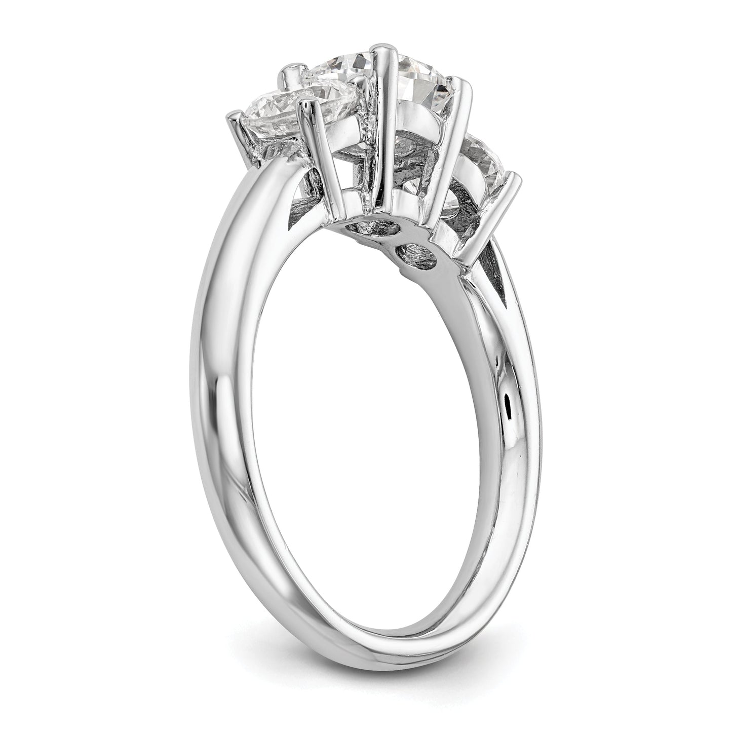 1.25ct. CZ Solid Real 14K White Gold 3-Stone Engagement Ring
