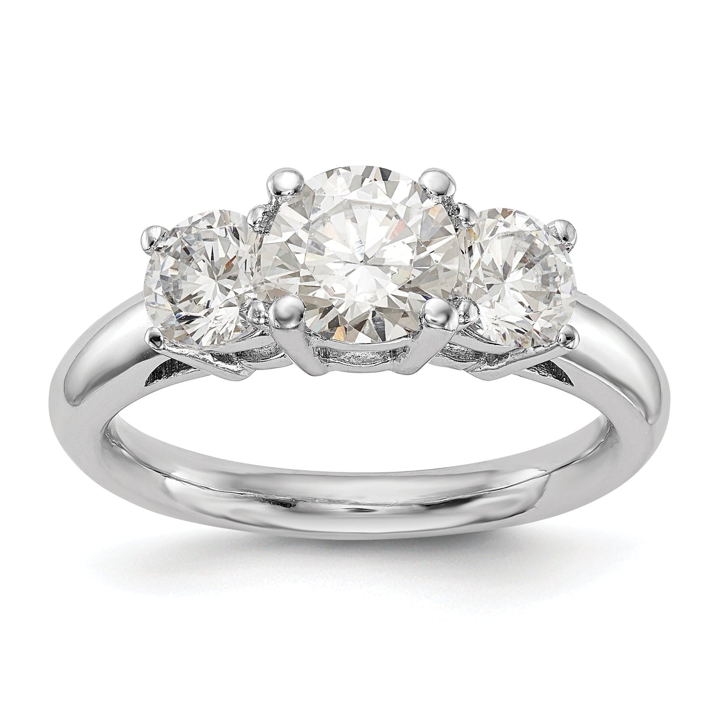 1.25ct. CZ Solid Real 14K White Gold 3-Stone Engagement Ring
