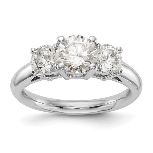 1.25ct. CZ Solid Real 14K White Gold 3-Stone Engagement Ring