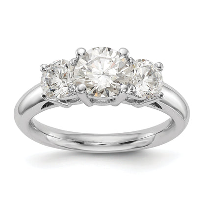 0.13ct. CZ Solid Real 14K White Gold 3-Stone Engagement Ring