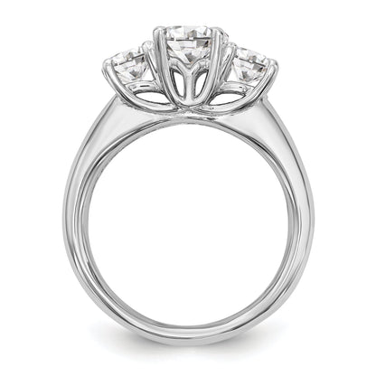 0.13ct. CZ Solid Real 14K White Gold 3-Stone Engagement Ring