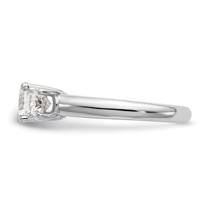 0.13ct. CZ Solid Real 14K White Gold 3-Stone Engagement Ring
