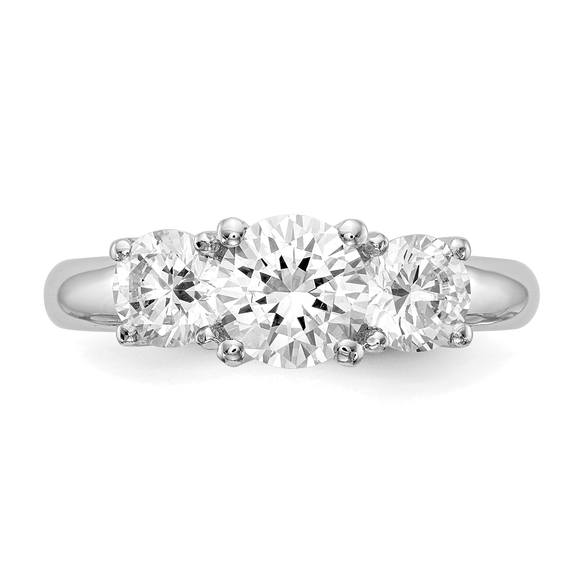 1.00ct. CZ Solid Real 14K White Gold 3-Stone Engagement Ring