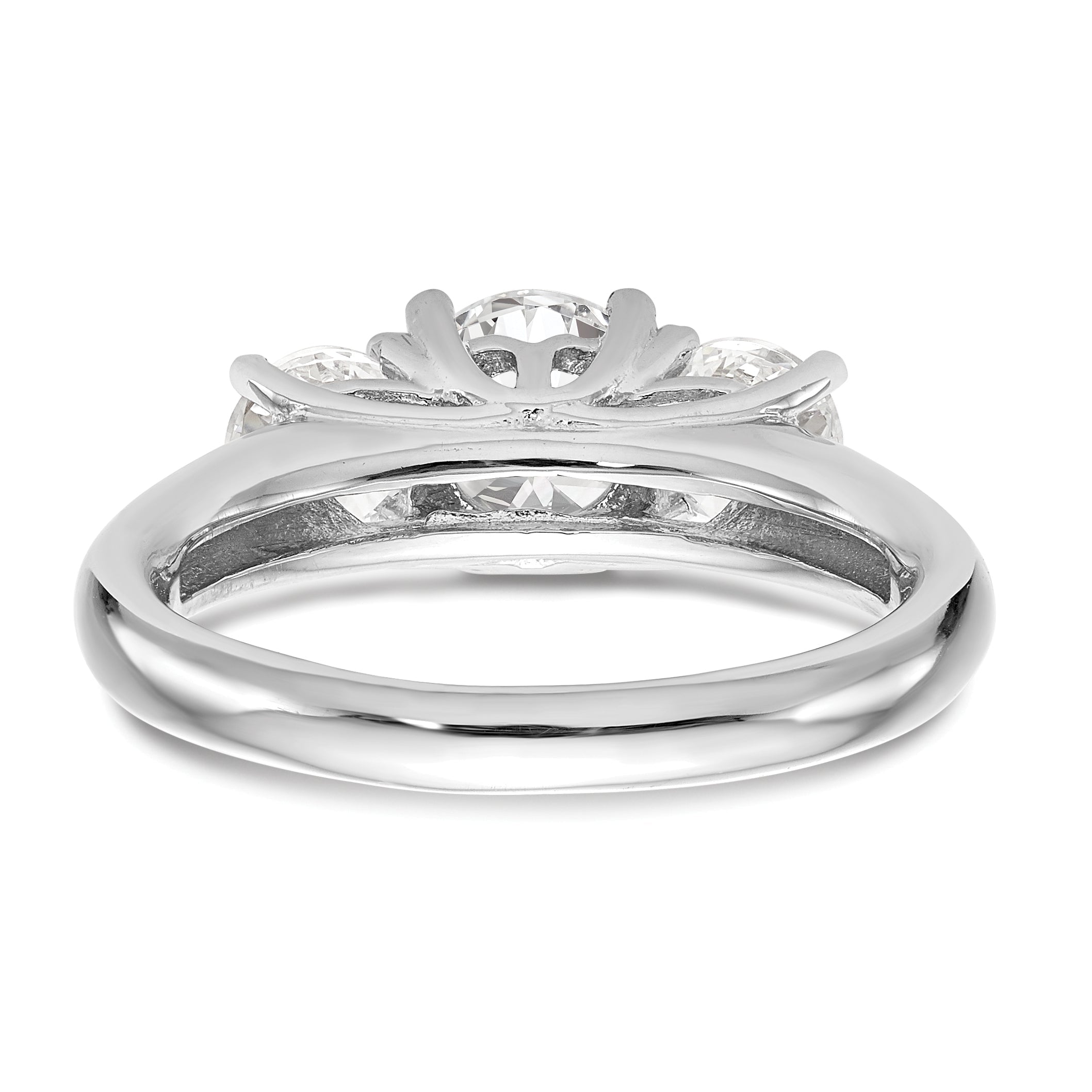 0.13ct. CZ Solid Real 14K White Gold 3-Stone Engagement Ring