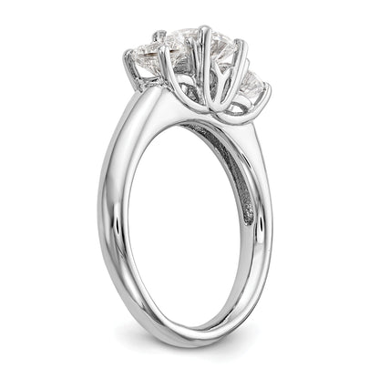 0.13ct. CZ Solid Real 14K White Gold 3-Stone Engagement Ring