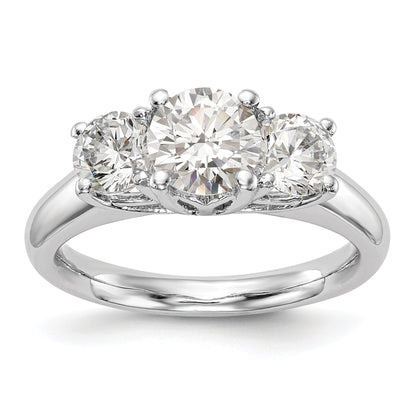 0.13ct. CZ Solid Real 14K White Gold 3-Stone Engagement Ring
