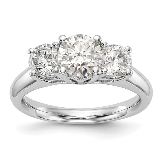 0.17ct. CZ Solid Real 14K White Gold 3-Stone Engagement Ring