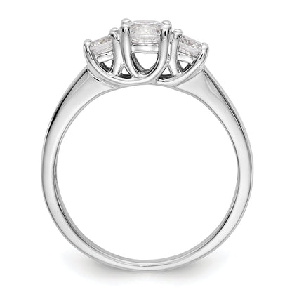 0.38ct. CZ Solid Real 14K White Gold 3-Stone Engagement Ring