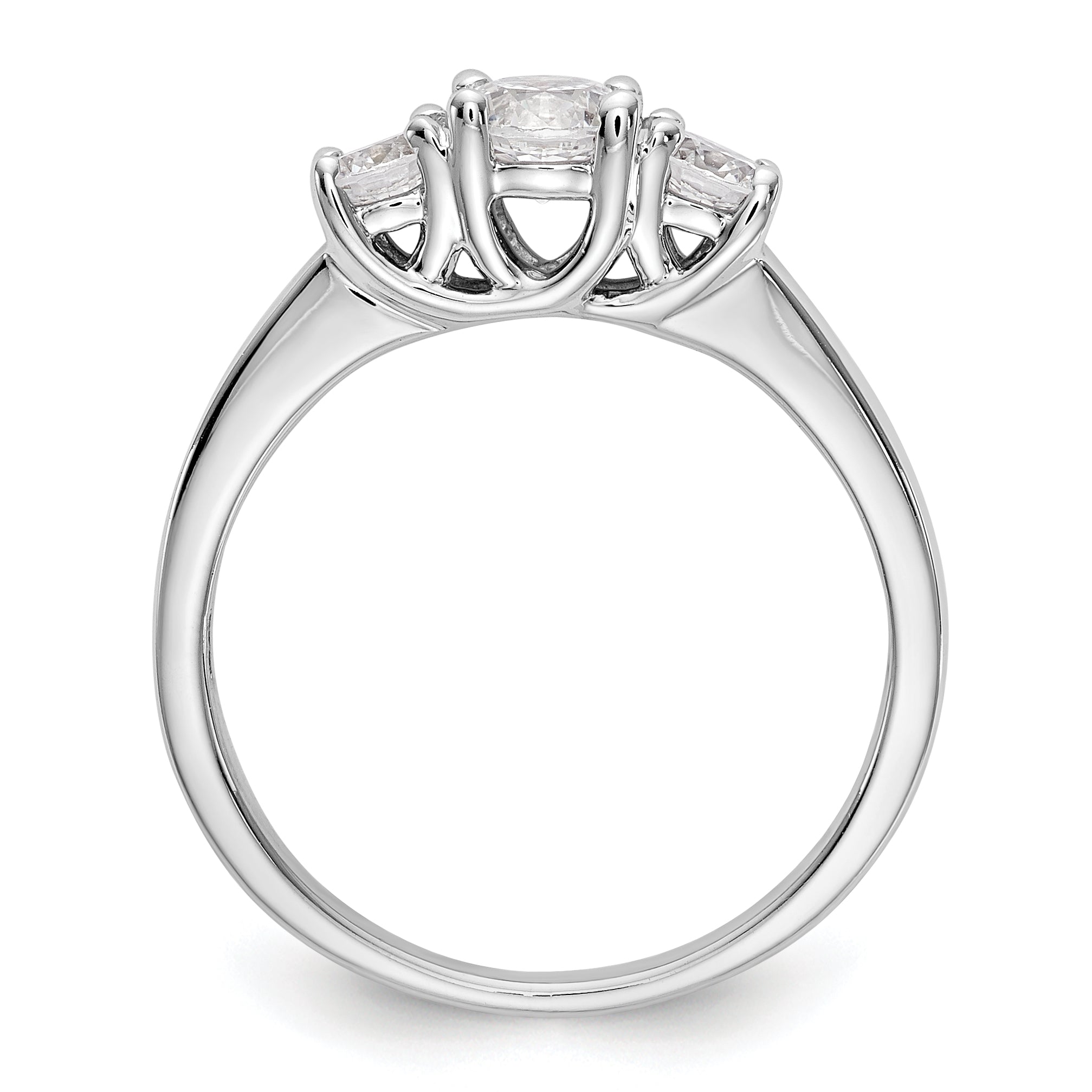 0.38ct. CZ Solid Real 14K White Gold 3-Stone Engagement Ring