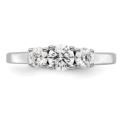 0.38ct. CZ Solid Real 14K White Gold 3-Stone Engagement Ring