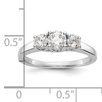 0.38ct. CZ Solid Real 14K White Gold 3-Stone Engagement Ring