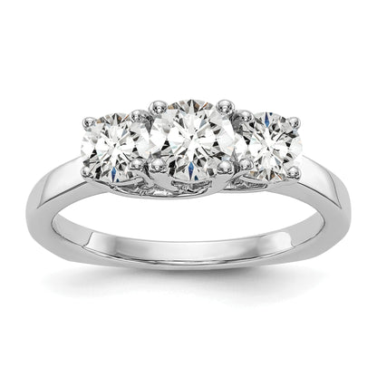 0.70ct. CZ Solid Real 14K White Gold 3-Stone Engagement Ring