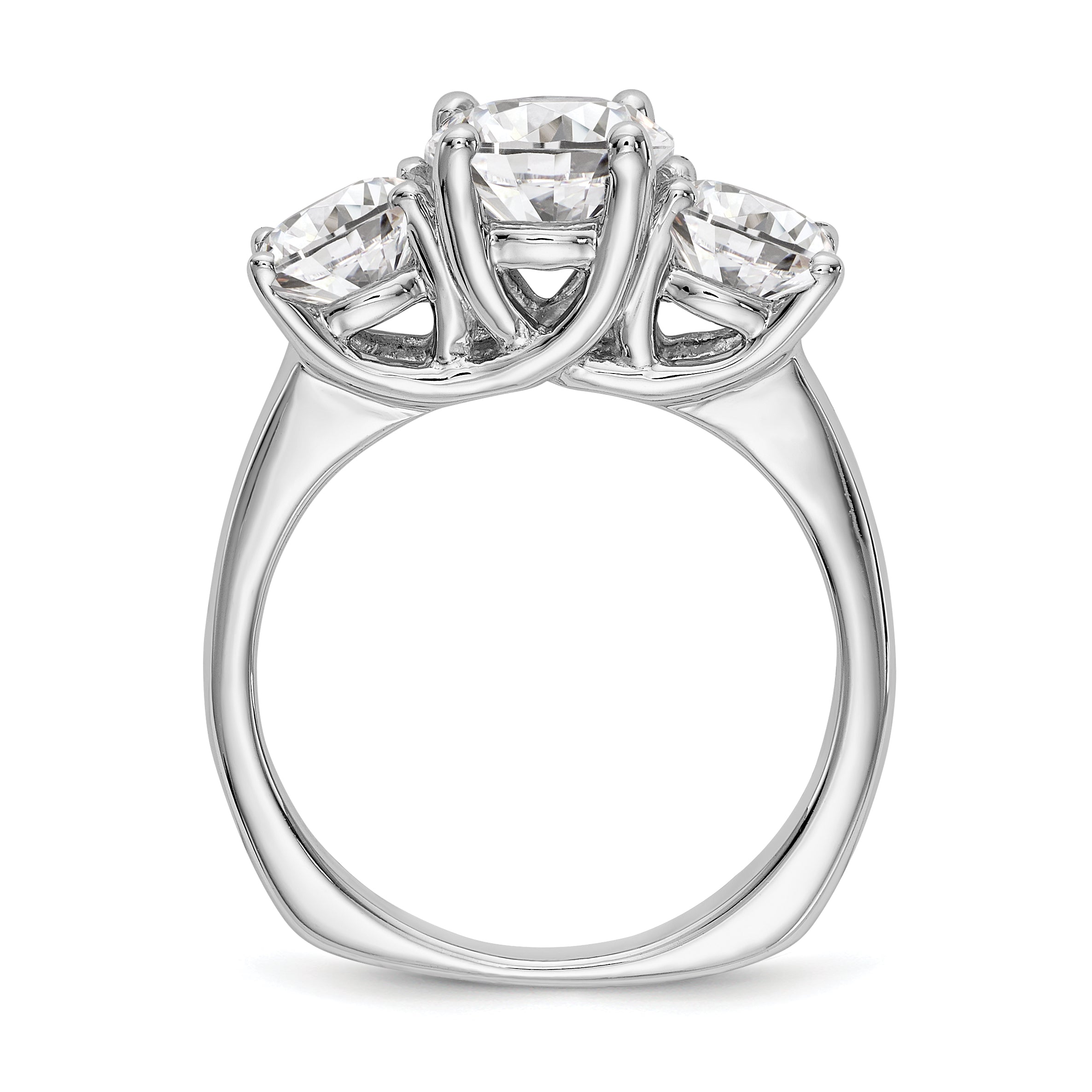 1.00ct. CZ Solid Real 14K White Gold 3-Stone Engagement Ring