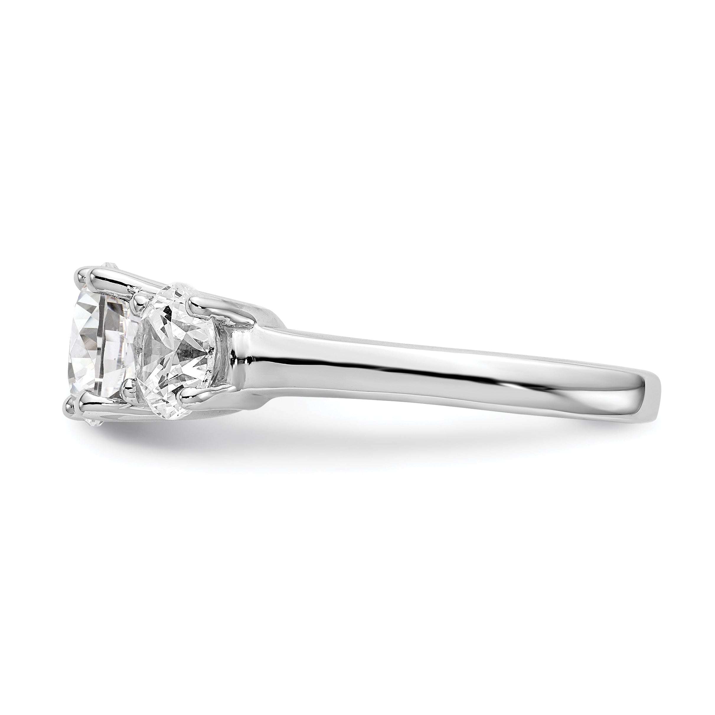 1.00ct. CZ Solid Real 14K White Gold 3-Stone Engagement Ring