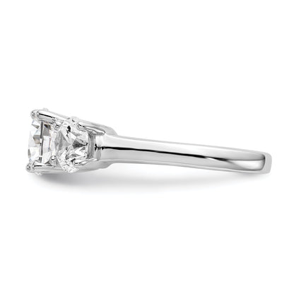 1.00ct. CZ Solid Real 14K White Gold 3-Stone Engagement Ring