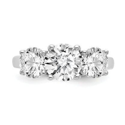 1.00ct. CZ Solid Real 14K White Gold 3-Stone Engagement Ring