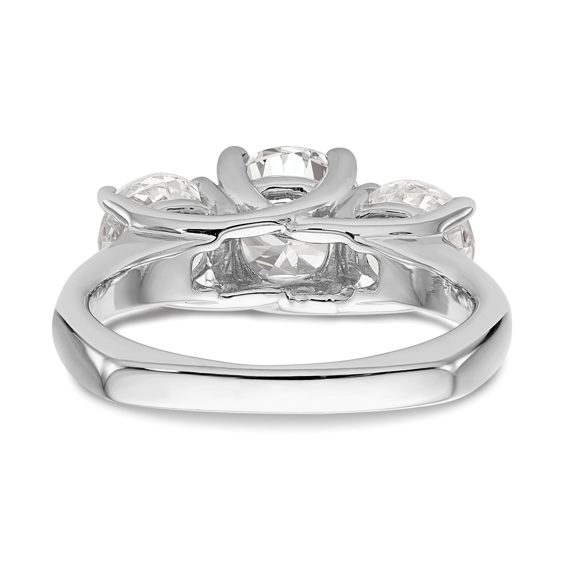 1.00ct. CZ Solid Real 14K White Gold 3-Stone Engagement Ring